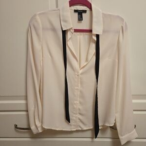 Forever 21 Blouse with Faux Black Tie